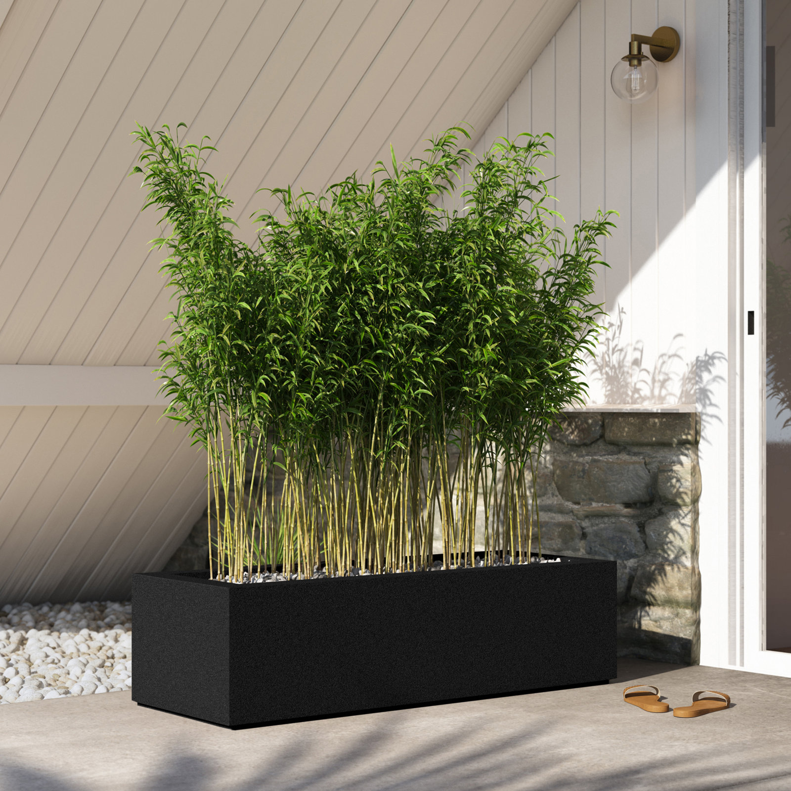 Gita Planter Box, Black, 12" H x 46" W x 17" D