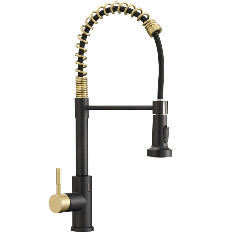 GAWEZA Pull Down Touchless Kitchen Faucet, Gold/Black