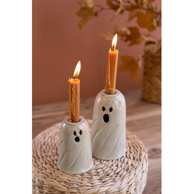  Halloween Ghost Taper Candle Holder 4" L