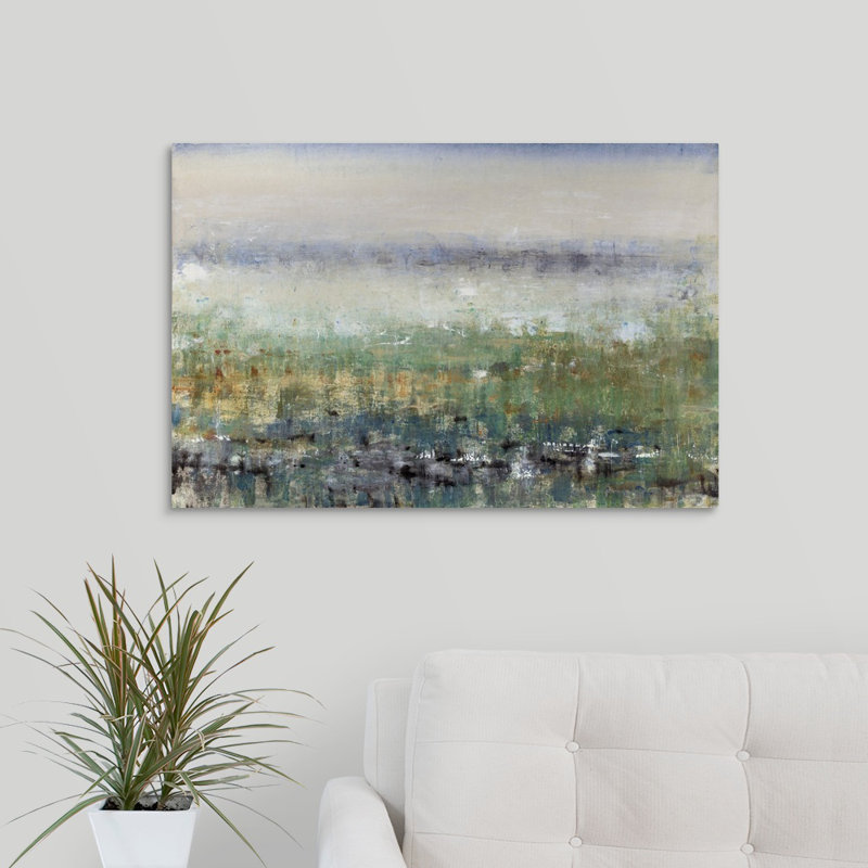 «Mist in the Field», peinture sur toile, Toile tendue, H 20 po x l 30 po x p 1,25 po