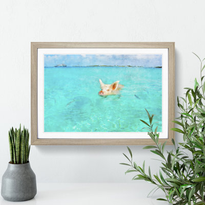 Swimming Pig - Picture Frame Painting