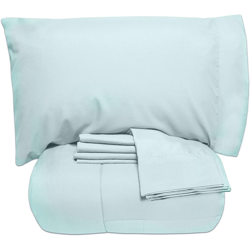 Ensemble d'édredon léger en duvet synthétique luxueux, Turquoise, Édredon de très grande taille et 6 pièces suppl