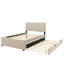 Lit plateforme tapissier en velours avec lit gigogne simple, beige