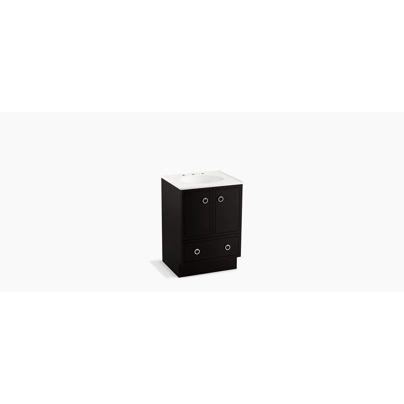 Jacquard 24" Vanity Base Only with Toe Kick, 2 Doors and 1 Drawer, Batiste noire