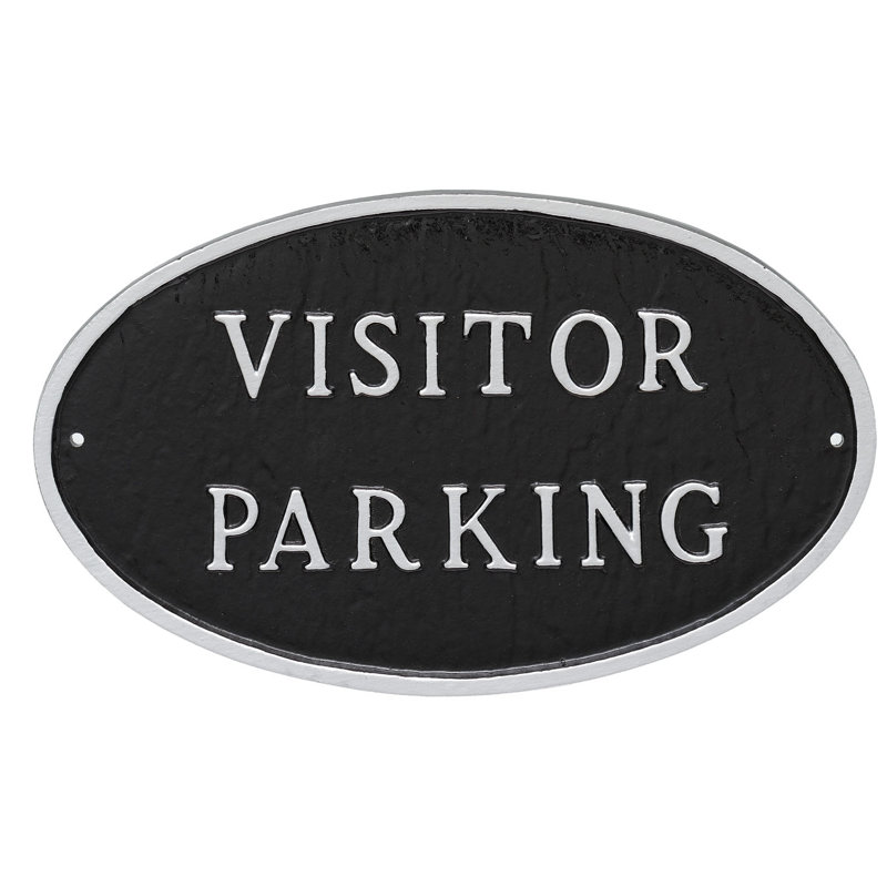Visitor Parking Statement Garden Plaque, 8.5" H x 13'' W x 0.25" D, Black/Silver