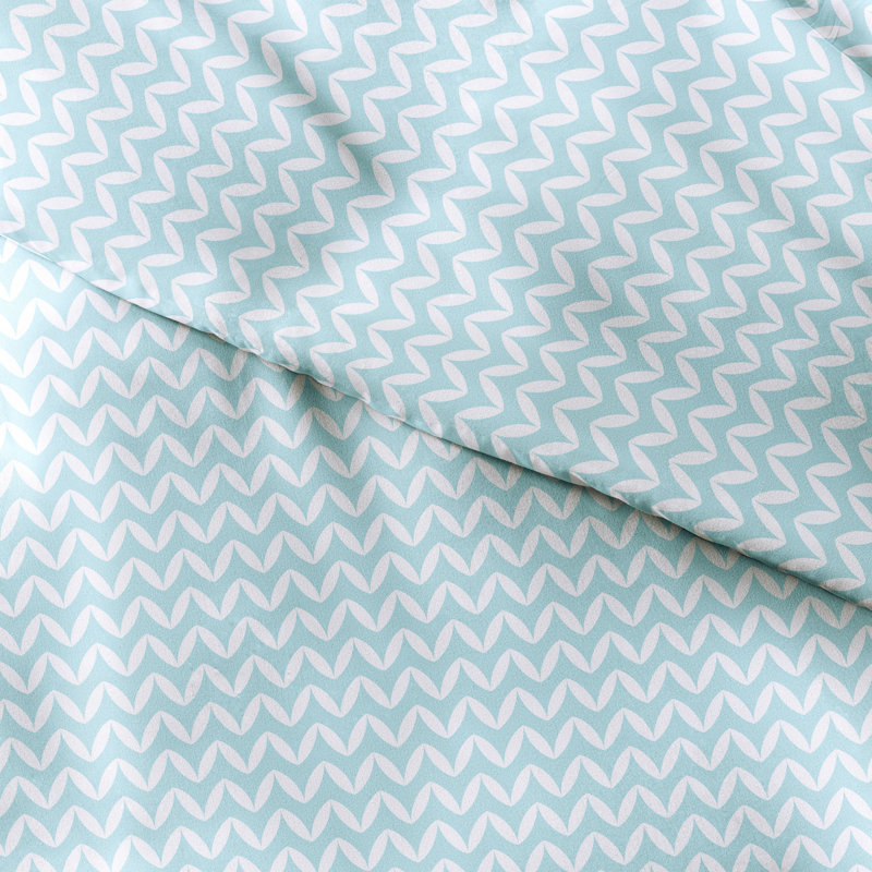 Ensemble de housse de couette bouffante à motif de chevrons Simply Soft🅫, Bleu clair