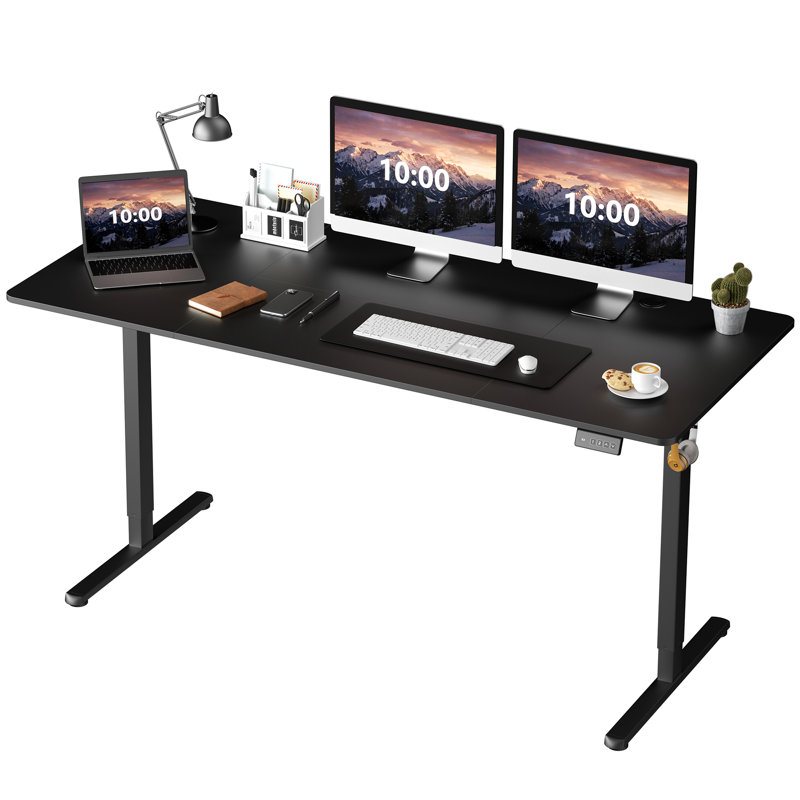 Bureau debout réglable électrique Oishee, Noir, noir, noir, noir, 46,5 po H x 70,9 po L x 31,5 po po