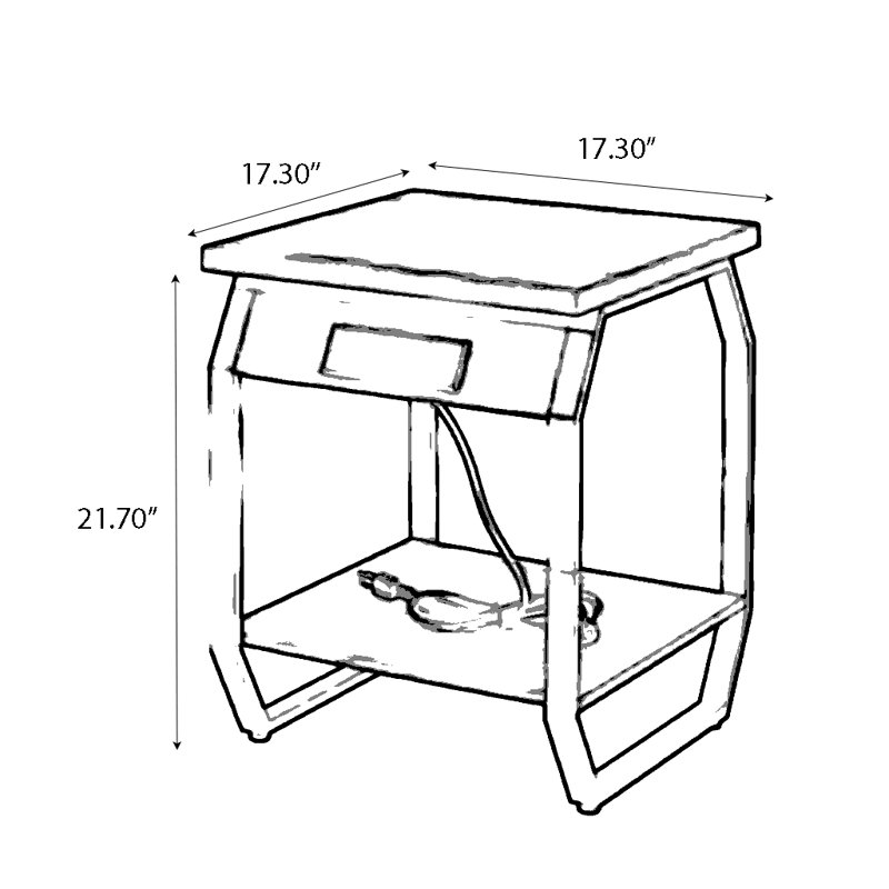 Table d'appoint de charge 17,3 po avec structure en acier robuste