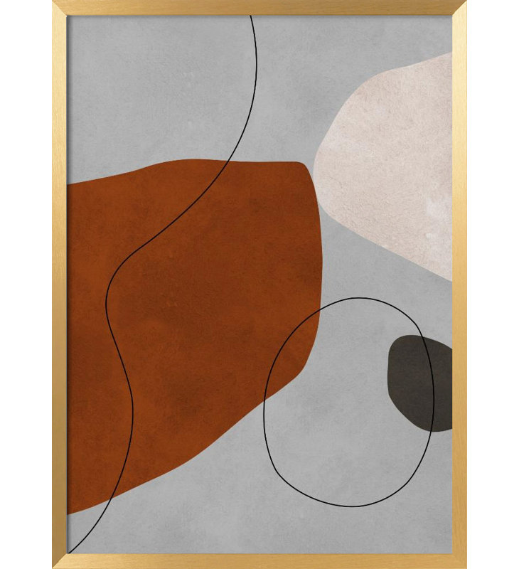 «Expressive conceptual», art mural texturé encadré, Doré, H 14 po x l 10 po