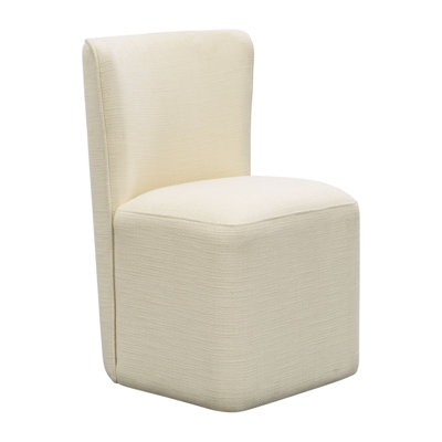 Vela Upholstered Armless Side Dining & Vanity Chair with Hidden Mobility Casters