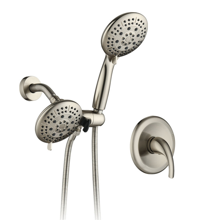 Classic High Pressure Single Handle 6-Spray Patterns Rain Shower Head With Handheld Shower (Valve Included)