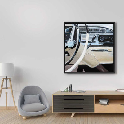 1950s Car Dashboard Vintage Framed Canvas | Home Decor Art