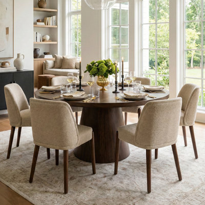 Upholstered Solid Wood Back Side Dining Chair (Set of 6)