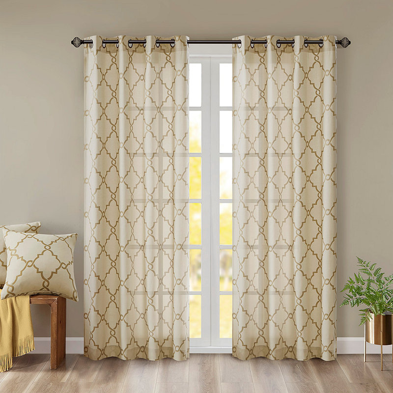Panneau de rideau à œillets Frwork, Beige/or, L 50,06 po x L 108,04 po