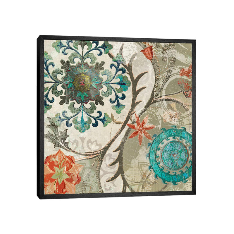 Royal Tapestry II by Carol Robinson - Print on Canvas, Black Framed, 66.04 cm H x 66.04 cm W