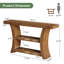 Console en bois massif, table d'entrée à 3 niveaux avec tablettes