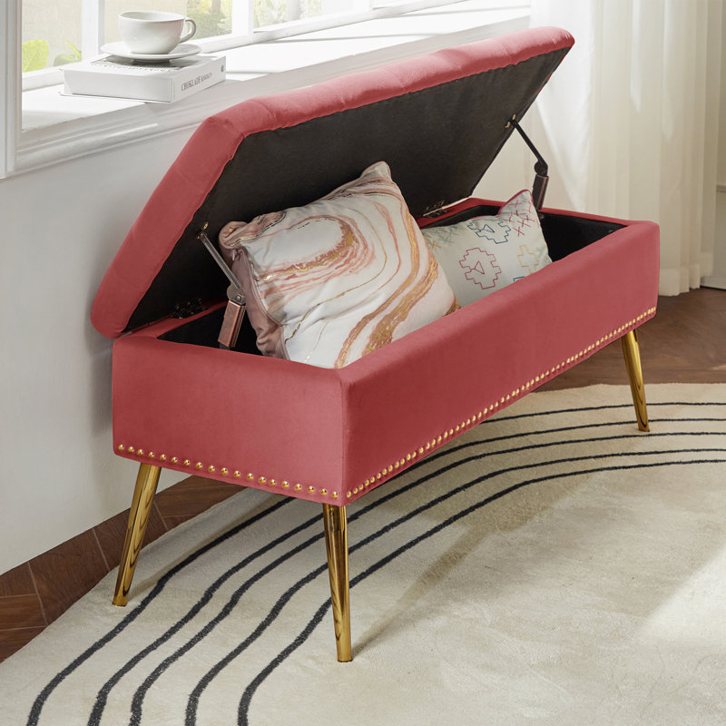 Banc de rangement rembourré en velours Kajana, Palissandre