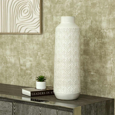 Harmie Handmade Ceramic Floor Vase for Living Room Decoration, Modern White Table Vase Home Decor