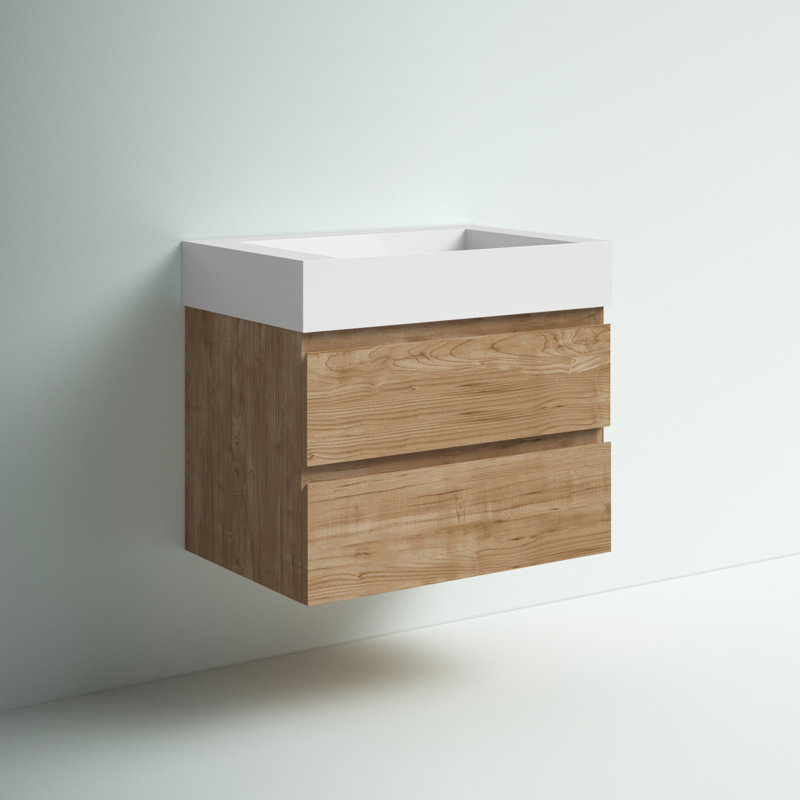 Babajide 29.5'' Single Bathroom Vanity with Acrylic Top, New England Oak