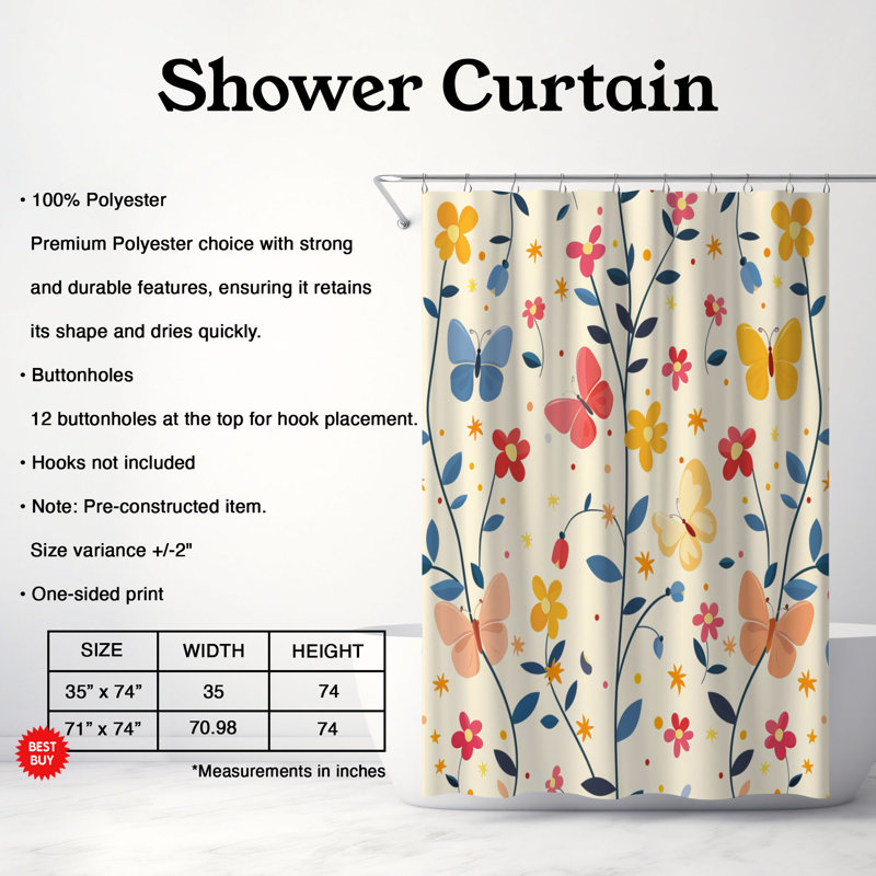 Heart Flutter - Premium Shower Curtain, 74" H x 71" W