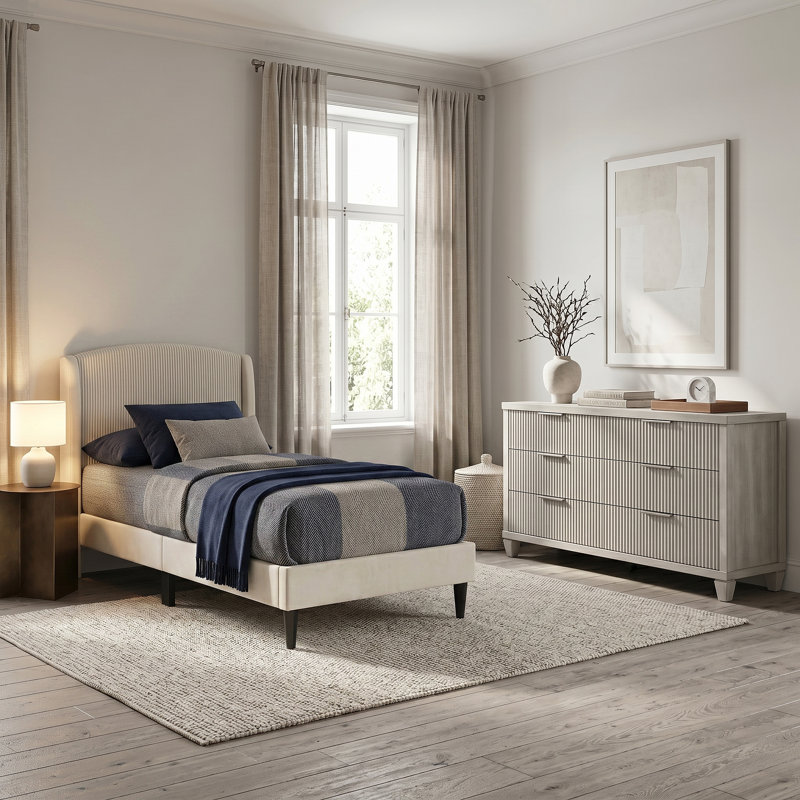Ensemble de chambre à coucher 2 pièces Jolande, 2 Pcs: Bed, Dresser, Twin