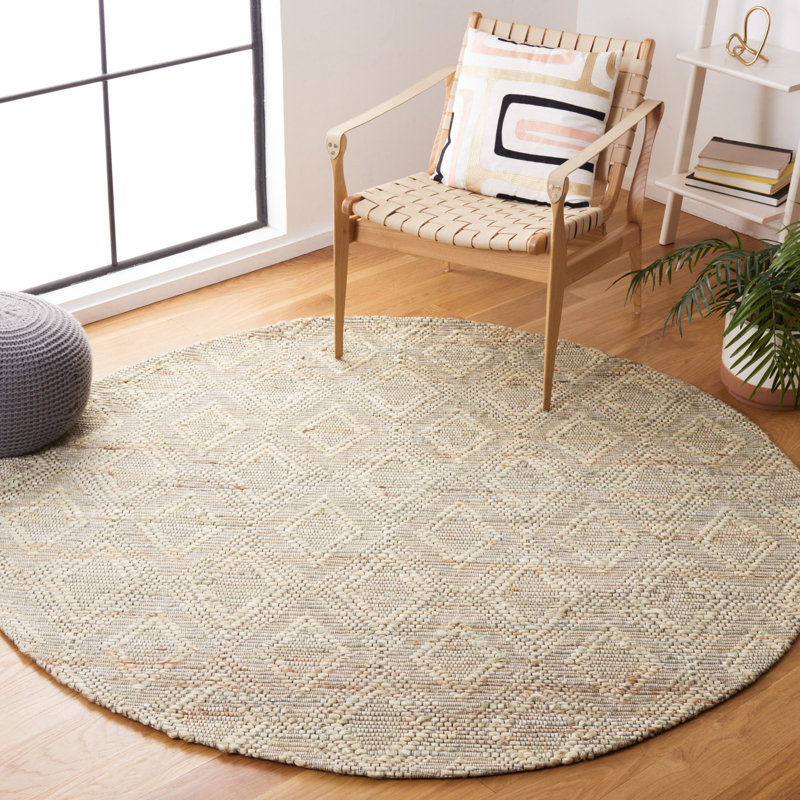 Karaline Hand Woven Jute And Cotton With Latex Geometric Rug, Round 6'