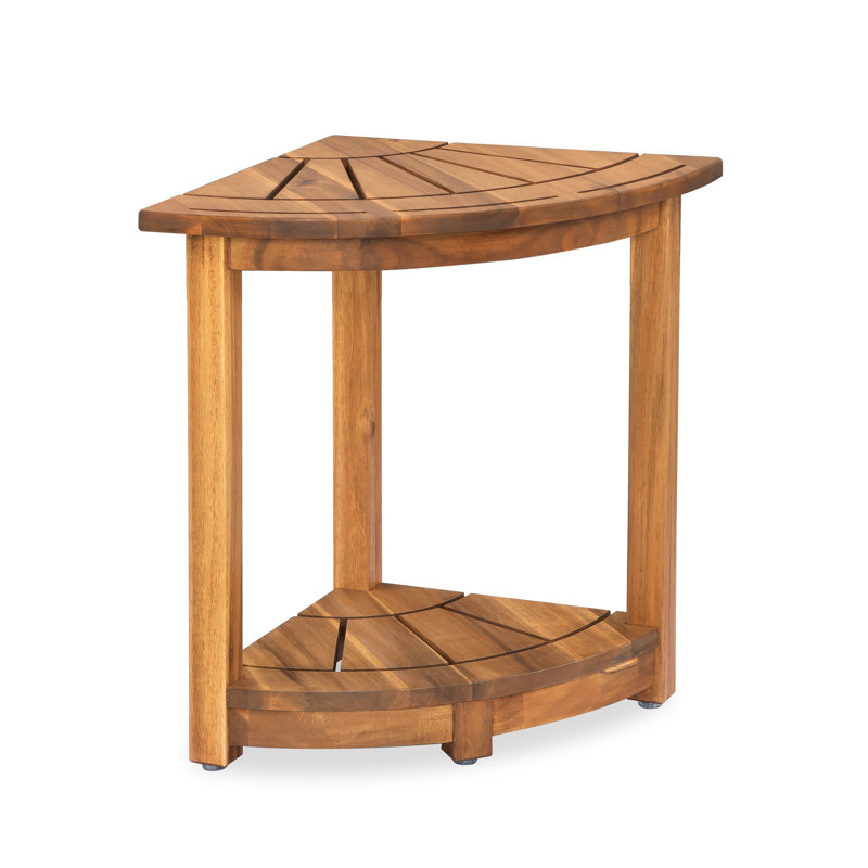 Banc de douche en bois massif l 17,9 po Alandis, Brun