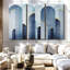 Holiday «Mid-Century Arches Blue Gold Canvas Print» sur-1069736844