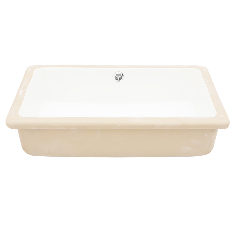 Lavabo de salle de bain en céramique 18 "x 12" encastré avec trop-plein - Conception élégante, faible absorption d'eau pour le comptoir