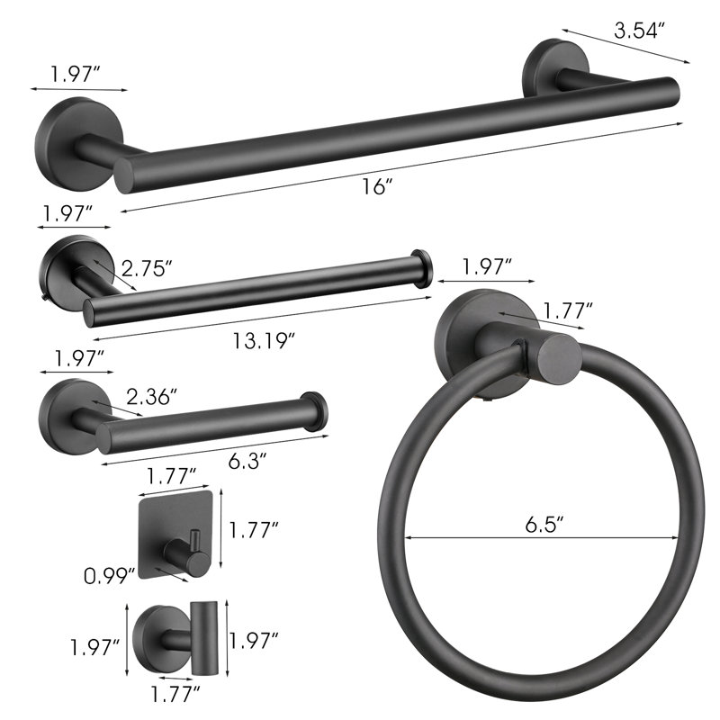 9 Pieces Bathroom Hardware Accessories Set Towel Bar Set Wall Mounted