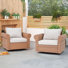 Chaise d'extérieur pivotante en rotin avec coussins