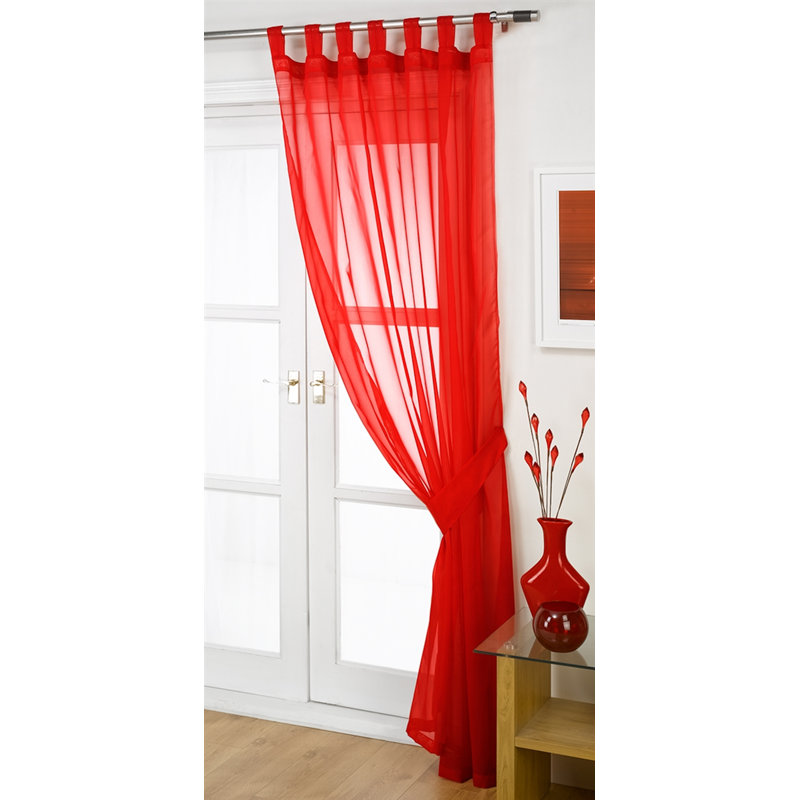 Alisme Cotton Sheer Curtain Single Panel, Cherry