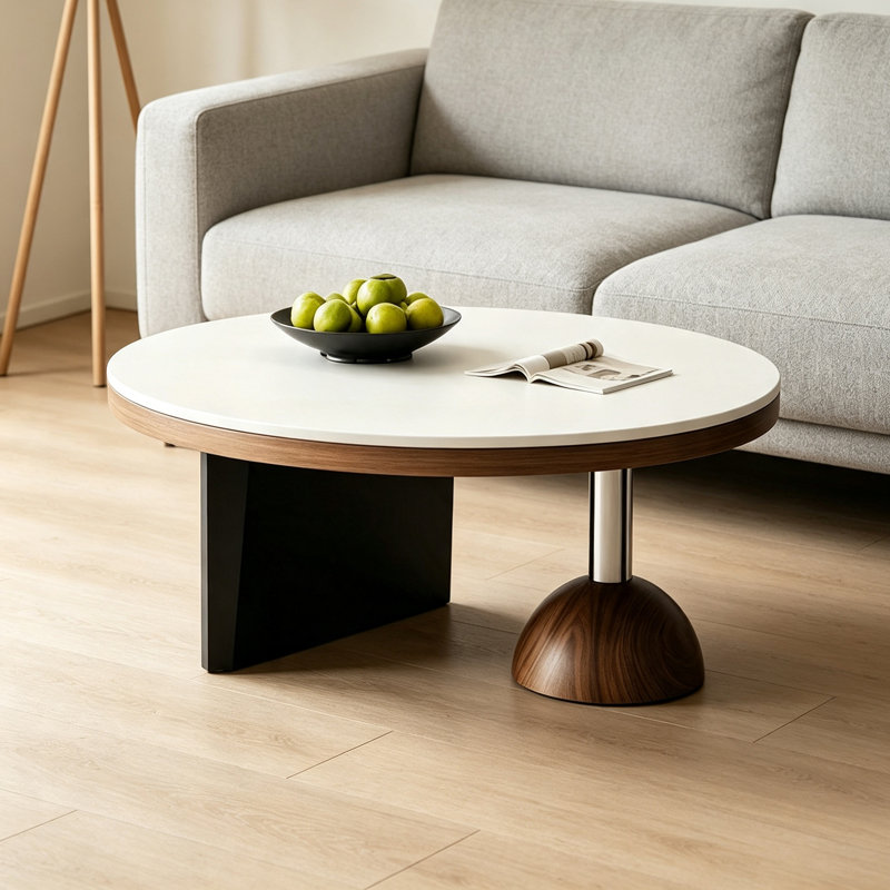 Table basse Minimalist, Couleur unie, H 12,59 po x l 27,55 po x P 27,55 po, Blanc