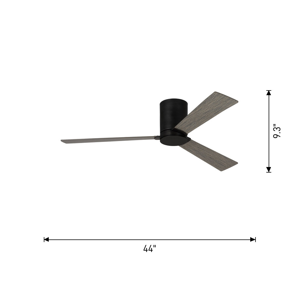 Salma 3 Blade Ceiling Fan, 9.3" H x 44" W, Light Gray Weathered Oak, Aged Pewter