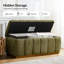 Banc de rangement recouvert de tissu d'ameublement en chenille avec base en bois massif Vanesa-644896165
