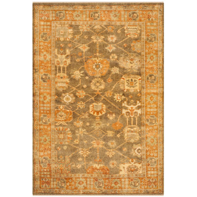 Oushak Oriental Hand-Knotted Wool Brown/Rust Area Rug