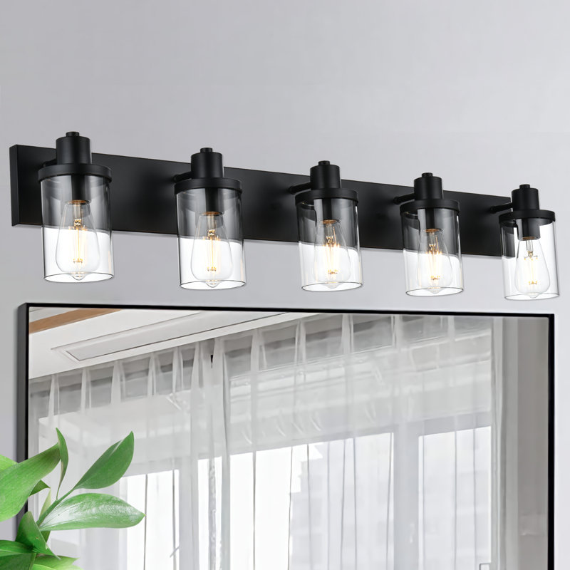  Matte Black Wall Sconces For Bathroom, Modern Vanity Light Fixtures Over Mirror, Bathroom Light Fixtures With Clear Glass Shade, E26 Wall Sconces For Living Room, Hallway