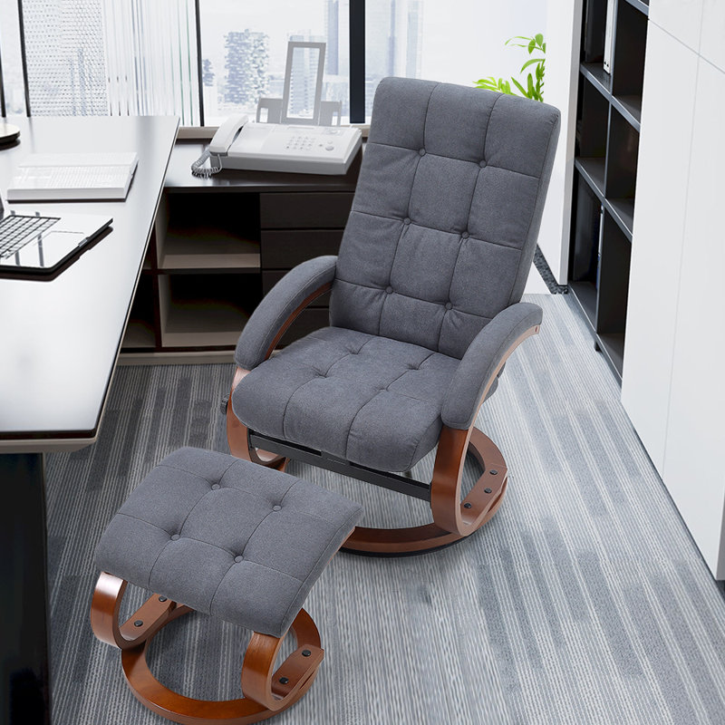 Velvet Recliner with Ottoman