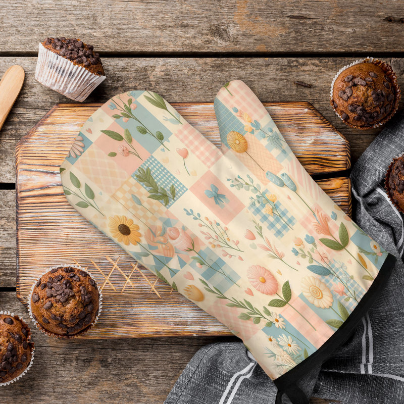 Gingham Mix Oven Mitt Cotton Twill