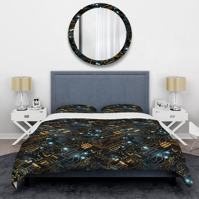 Ensemble de housse de couette Futuristic, Housse de couette pour grand lit et 2 taies décor