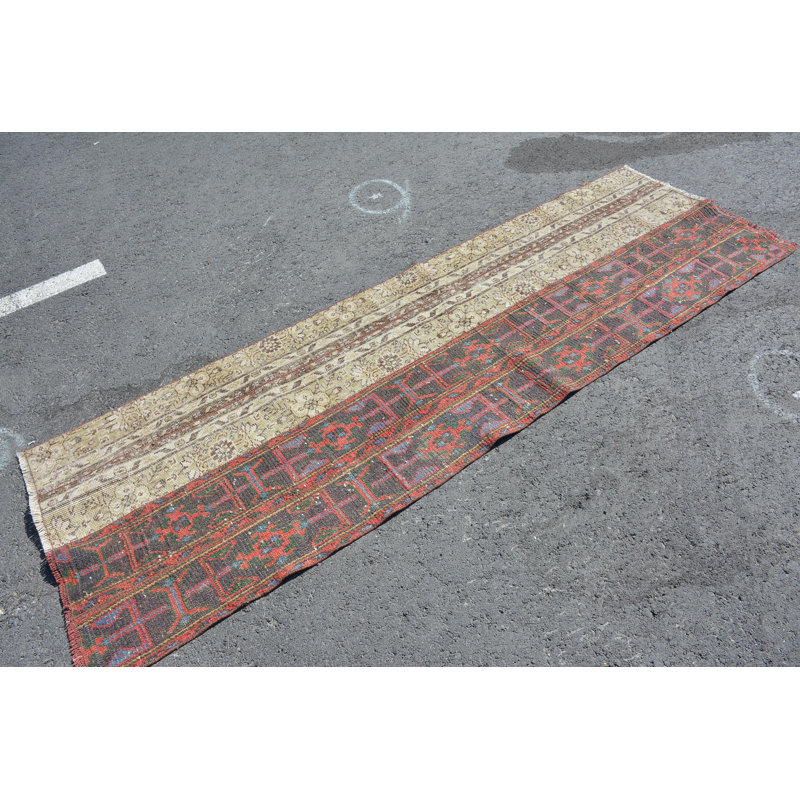 Tapis rouges neutres, tapis tissés à la main, tapis rétro, tapis géométriques, tapis turcs, tapis de couloir 2,5 pi x 8,1 pi