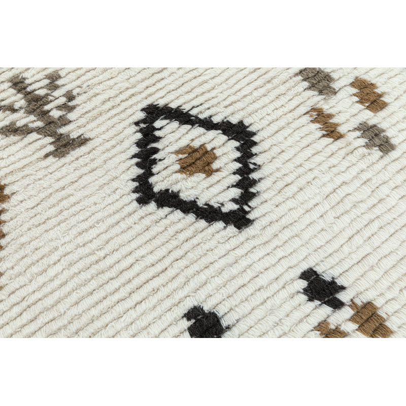 Rivah Hand Tufted Geometric Area Rug in Ivory/Brown/Black, Rectangle 7'6" x 9'6"