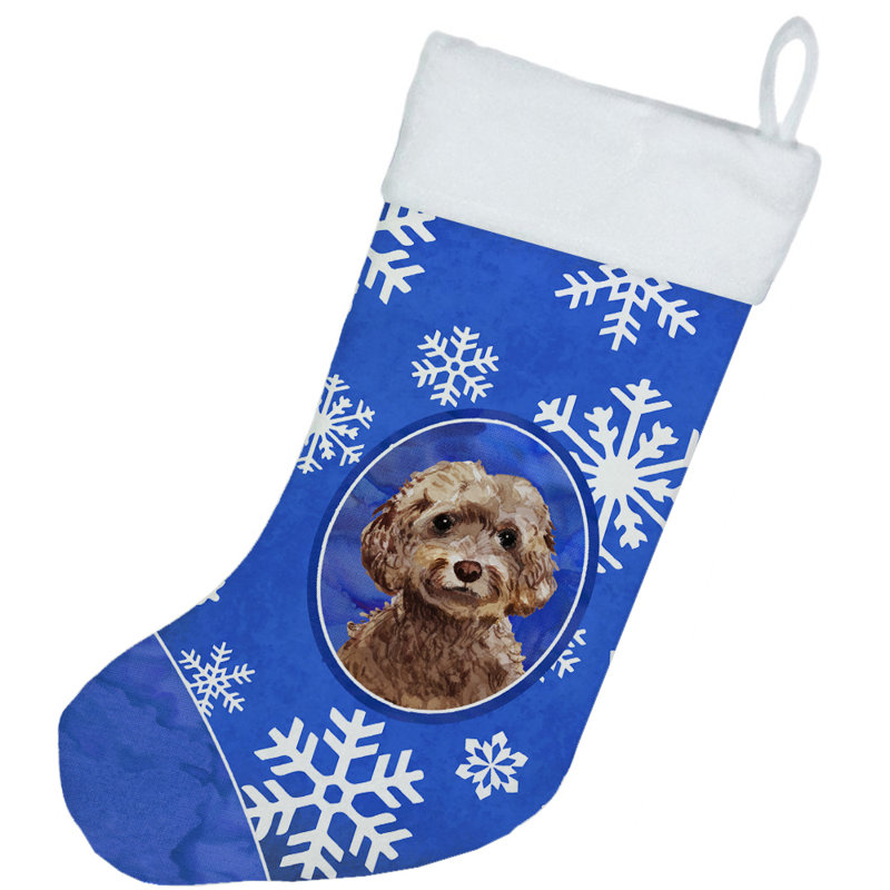 Chaussette de noël winter flocons de noël, Cockapoo brun