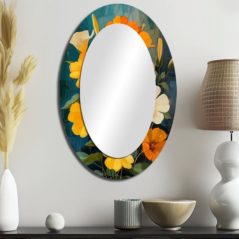 Décoration de miroir jaune jaune et blanc, 36 po x 24 po