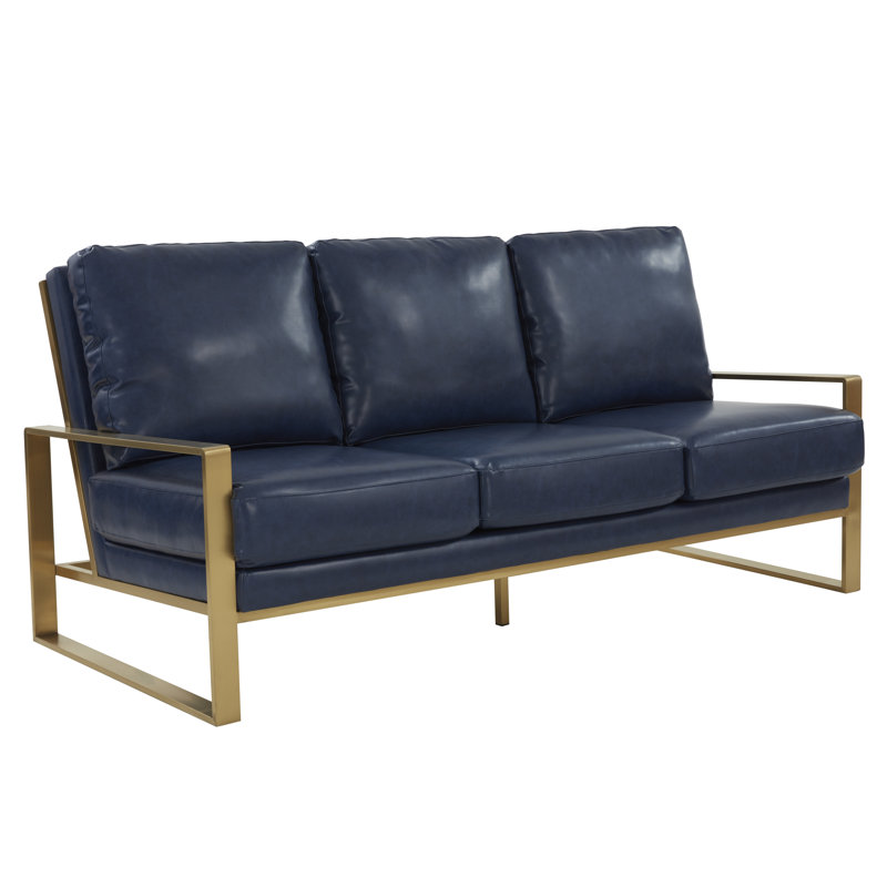 Gratiano three-person sofa, Similicuir bleu marine
