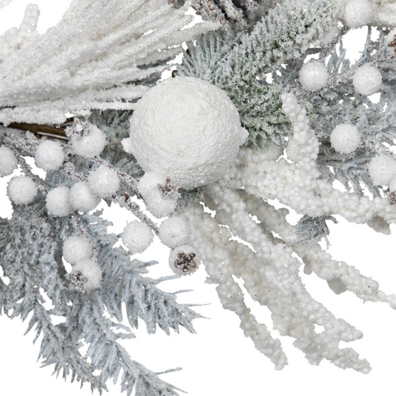 Flocked Berries And Pinecones Artificial Pine Christmas Wreath - 26" - Unlit