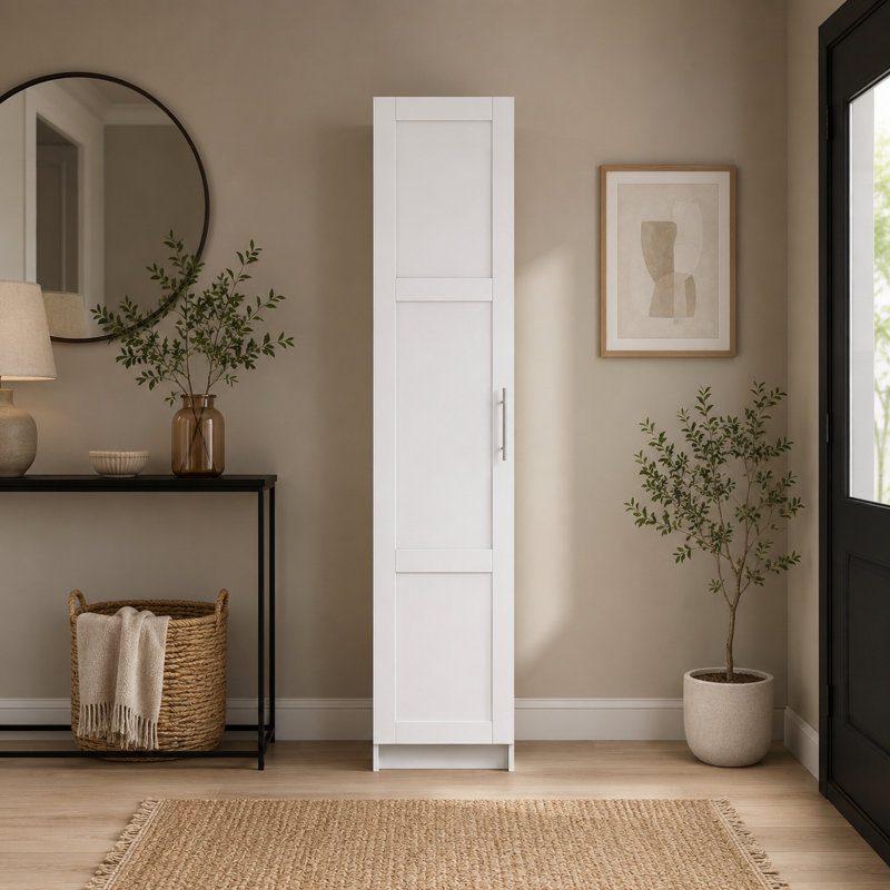 Armoire à linge étroite étroite l 15,76 po x H 70,88 po Helsie , Blanc