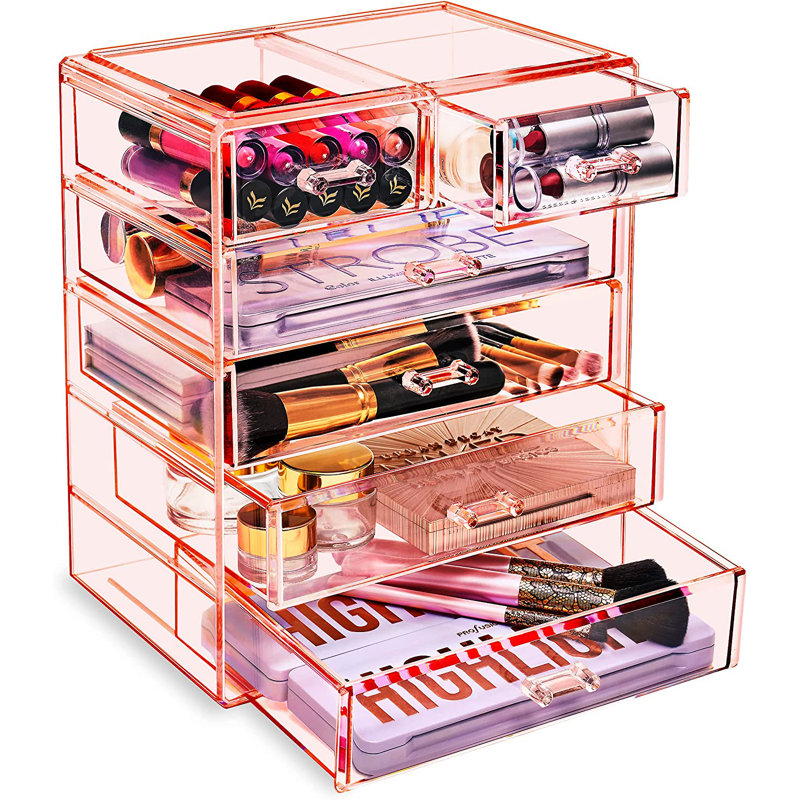Boîte de rangement pour maquillage et bijoux, Rose