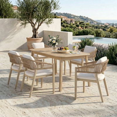 7-piece Solid Acacia Wood Outdoor Dining Set