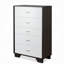 Commode 5 tiroirs blanche et espresso